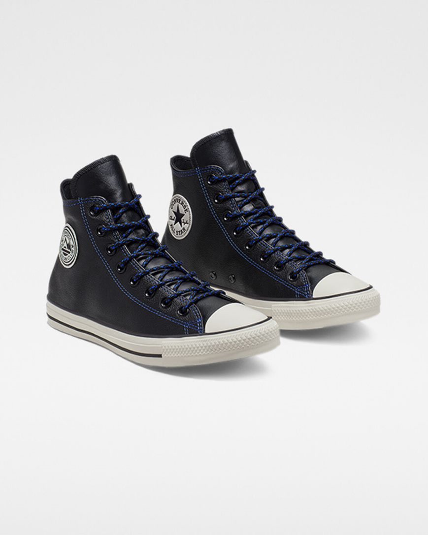 Tenis Converse Tumbled Couro Chuck Taylor All Star Cano Alto Masculino Pretas Azul Marinho | PT T00T954